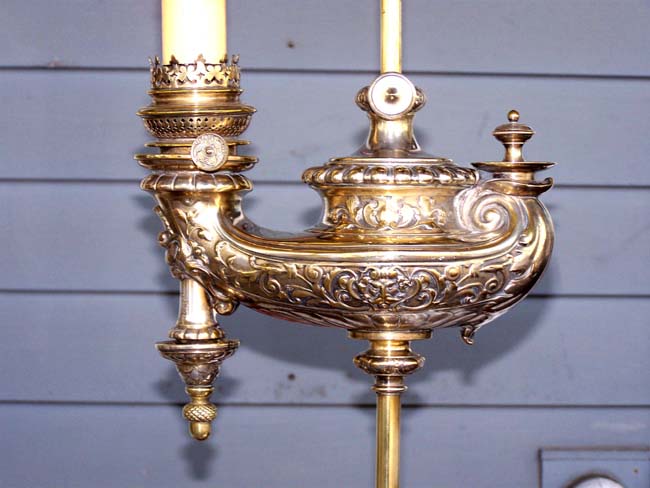 A fine and rare late 19th century silver over brass Harvard style Lamp made in Germany circa 1891